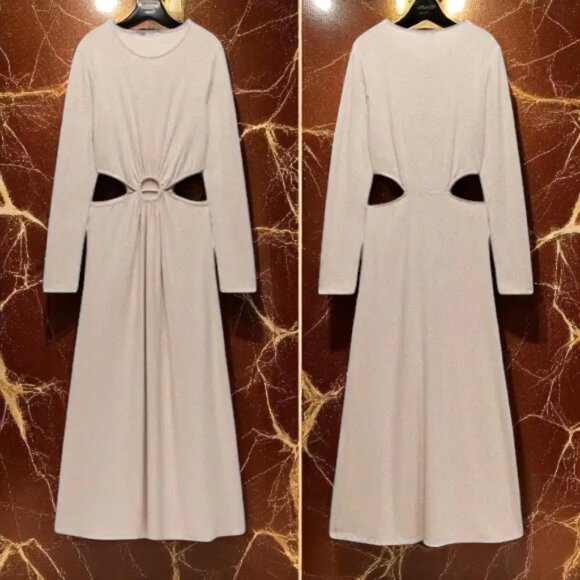 NWT - Zara Cut Off Soft MIDI stretchy Dress Size: Small MSRP $110 - Picture 4 of 6